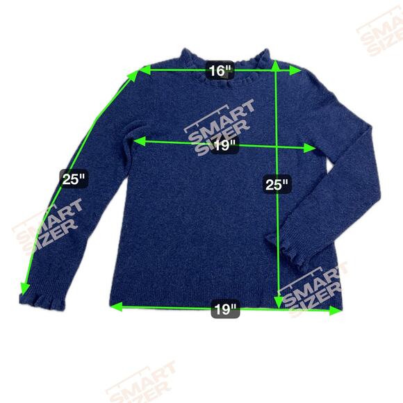 Sundance Blue Ruffle Collar & Sleeve Crew Neck Long Sleeve Sweater Size M - Picture 5 of 10